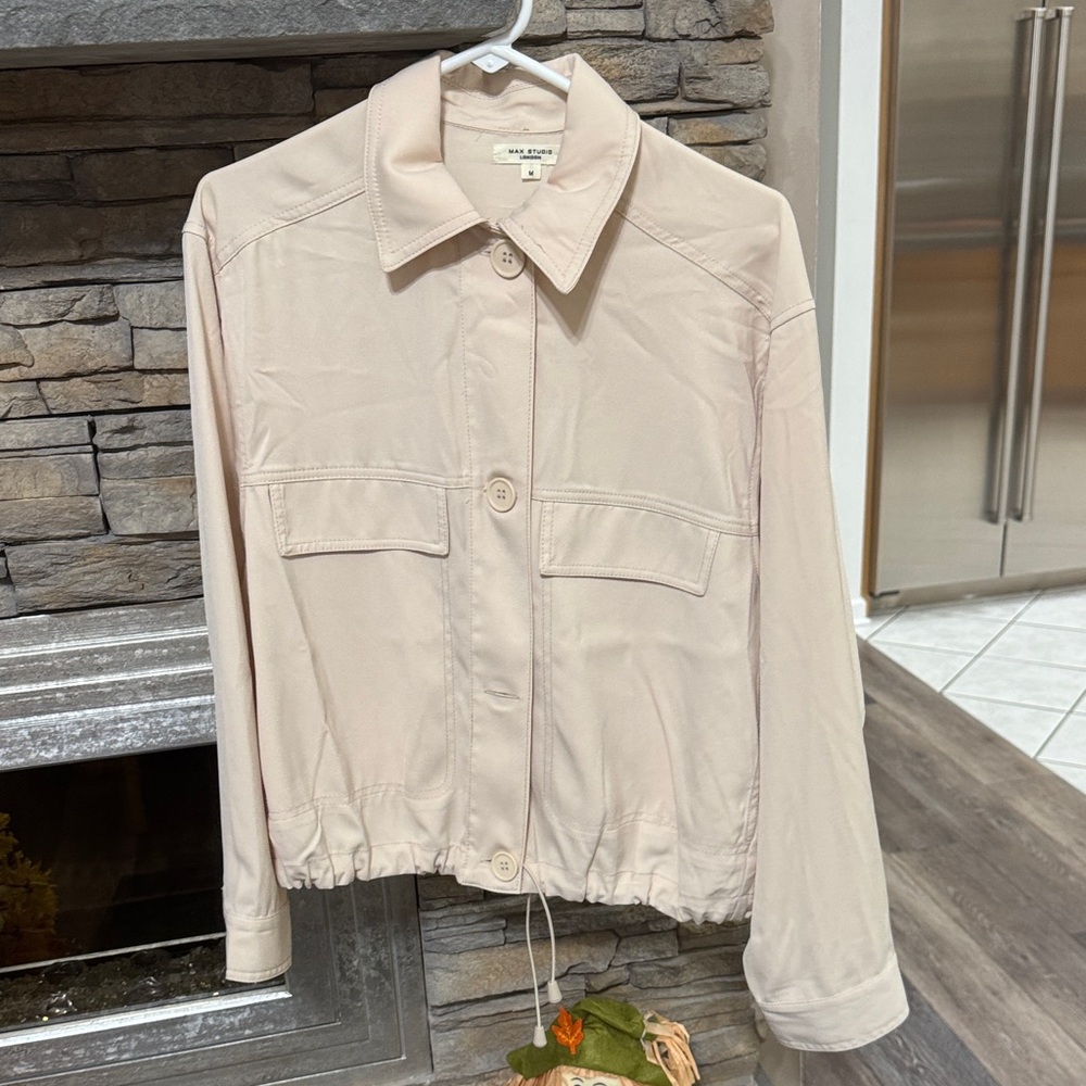 Max Studio Light Beige Button Down Shirt